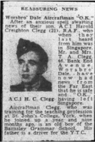 Harold Clegg in the Chronicle 1942